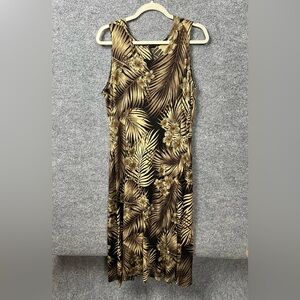 VTG 90s Amanda Paris London New York Slinky Palm Leaves Sleeveless Maxi Dress XL